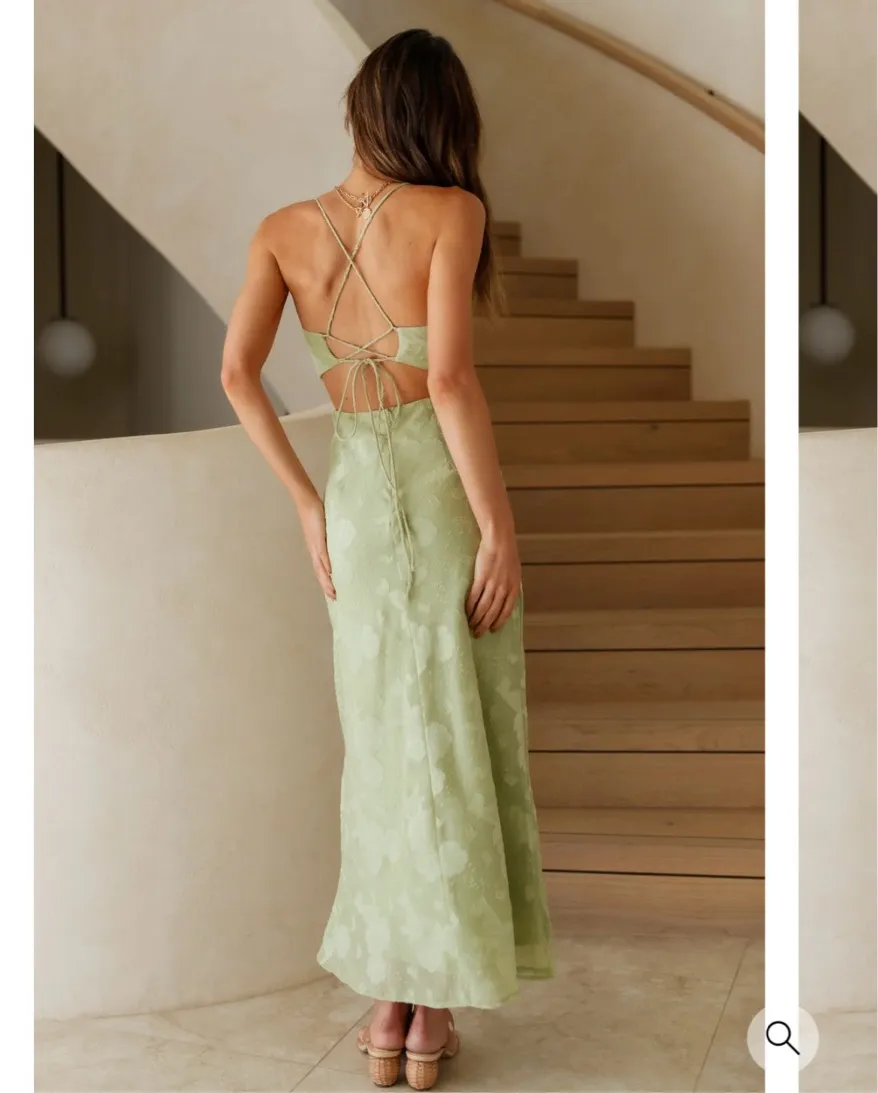 Cascalone Fortunate One Maxi Dress Sage Green - Image 2
