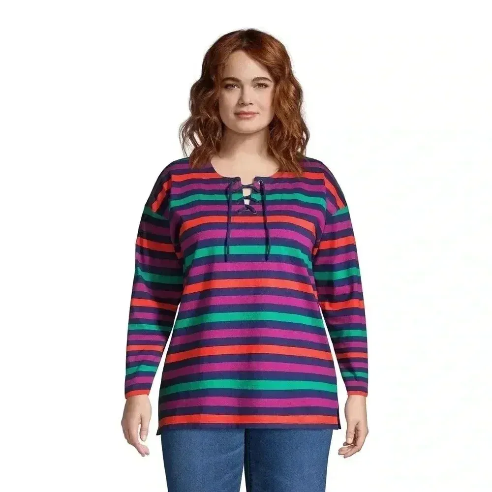 Lands' End Stripe Heavyweight Cotton Jersey Tunic Women's Size Large Petite LP - Image 12