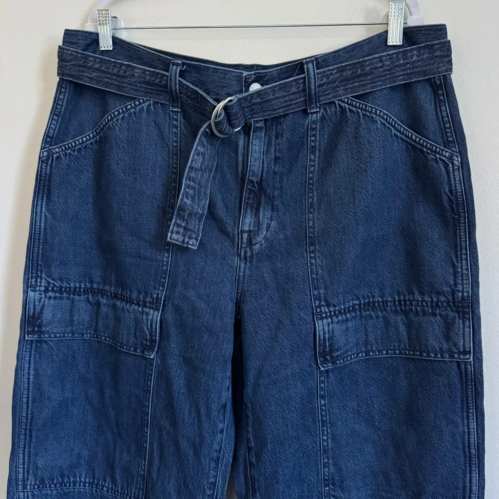 Madewell Belted Wide-Leg Cargo jeans in Marlberry Wash Size 32 - Image 4