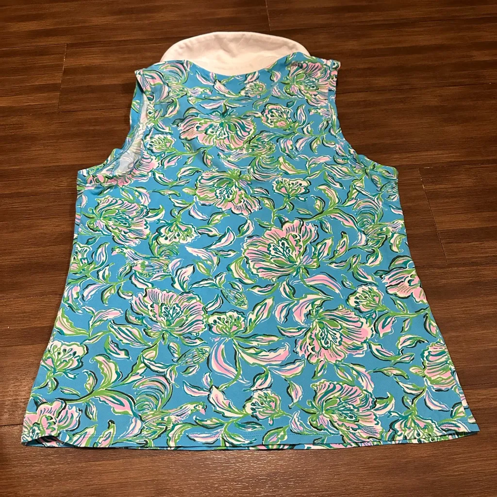 Lilly Pulitzer UPF 50+ Luxletic Imara Polo Top Cumulus Blue Chick Magnet size M - Image 8