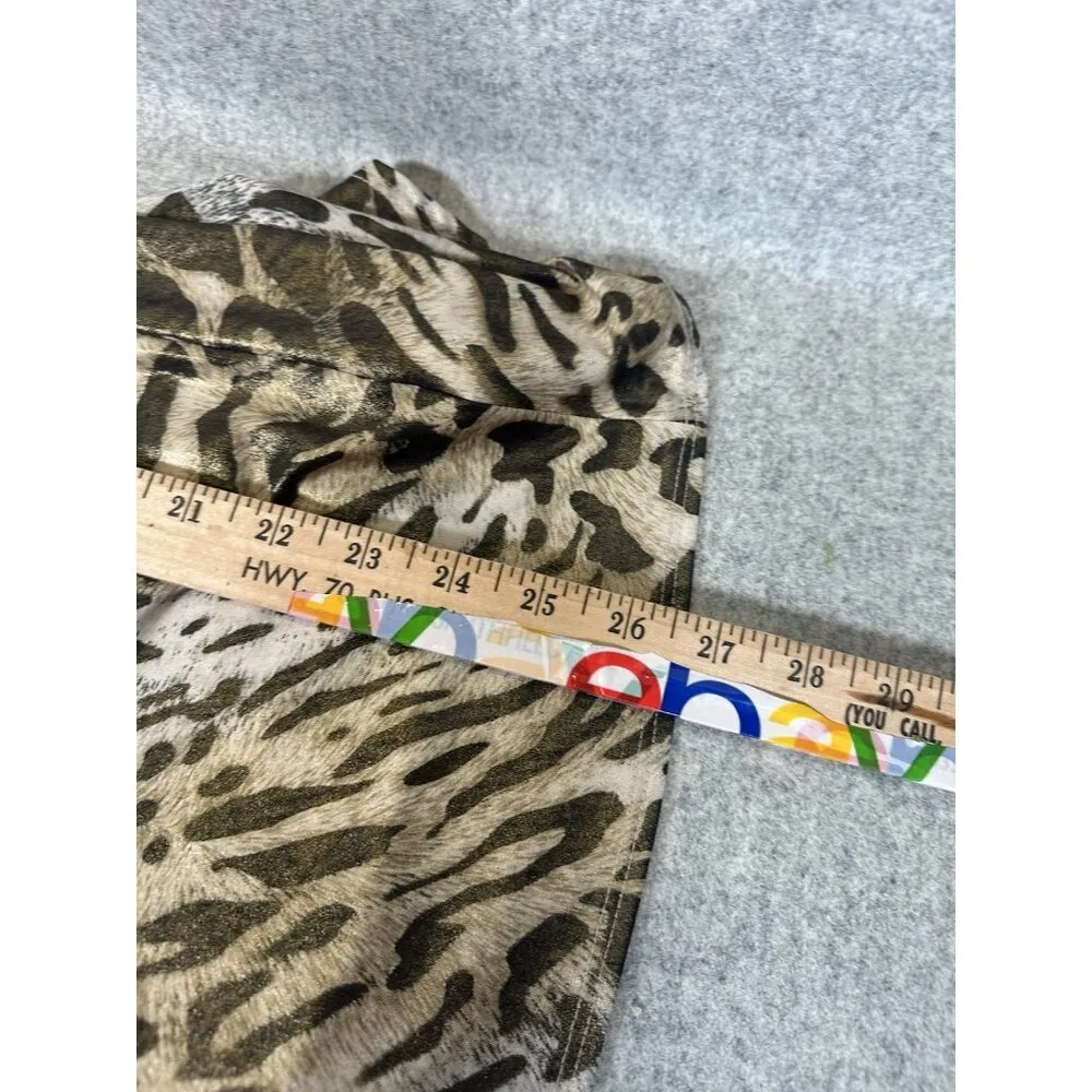 Guess Jeans XS Womens Slip Dress Leopard Bodycon Nightgown Vneck Sexy Open Back - Image 12