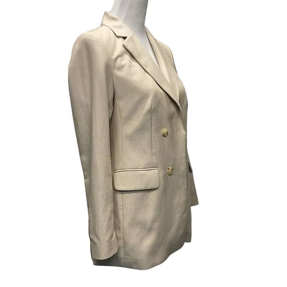 Talbots Petite Double Breasted Blazer‎ Jacket Sz 2P Beige Long Sleeve Work - Image 3
