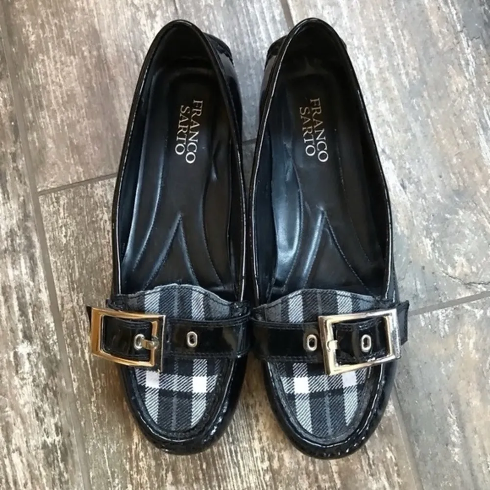 FRANCO Sarto plaid patent leather Shiloh flats size 7.5 - Image 11
