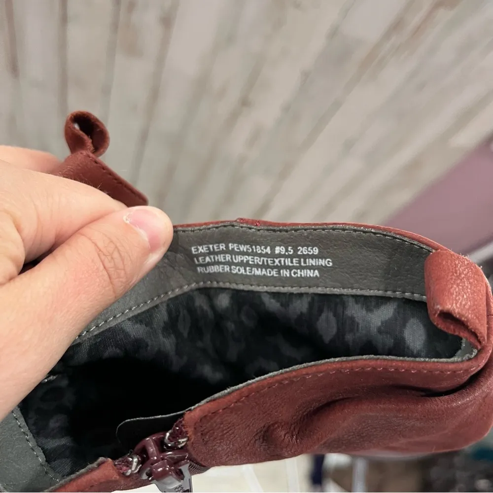 Abeo Exeter Maroon Slouchy Leather Booties Flats Womens 9.5 Red - Image 5