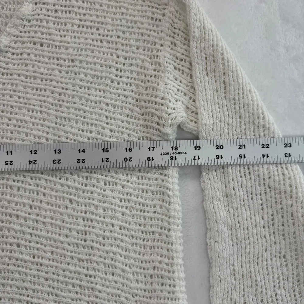 Pure Jill Cotton Knit Hoodie Sweater V Neck Long Sleeve Casual White Size M READ Size M - Image 2