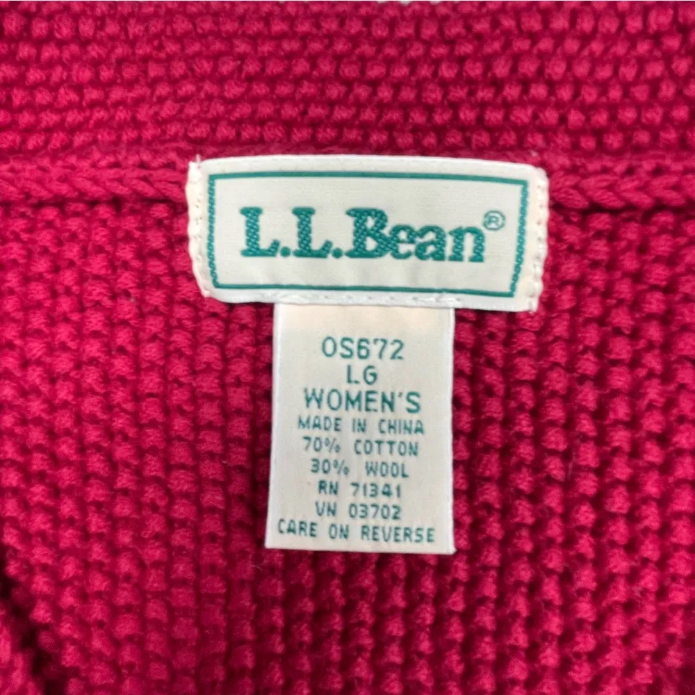 Vintage L.L bean cotton wool  cable knit button cardigan sweater vest sleeveless - Image 2