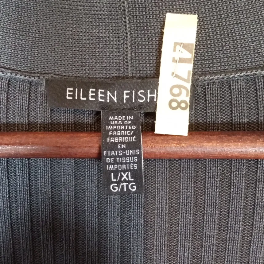 Eileen Fisher Charcoal Open Cardigan Kimono Travel Tensel Layer Womens Large/XL - Image 4