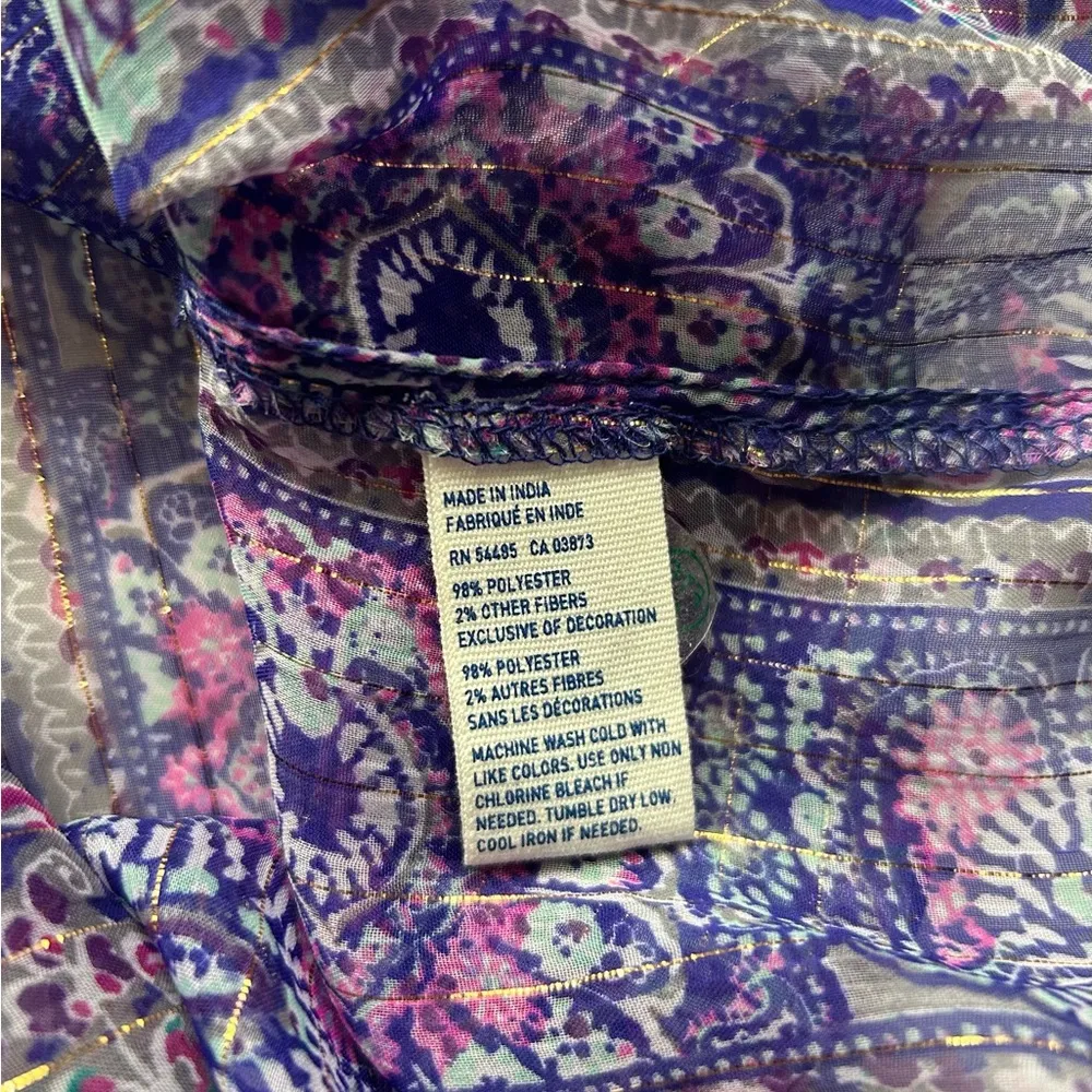 American Eagle pink and purple long sleeve Boho Top, size Extra Small - Image 3