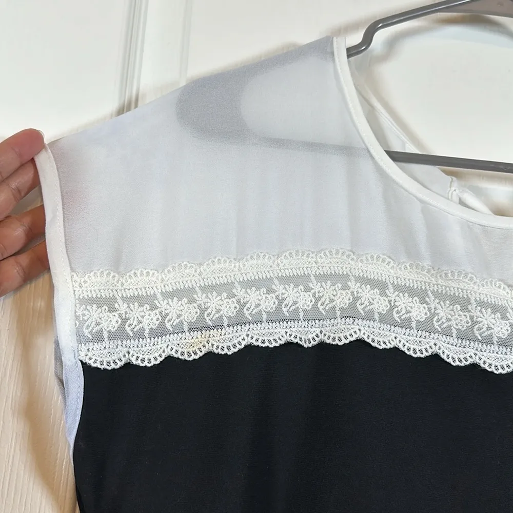 Faith & Joy Black White Color Block Blouse Size Large #VEG-0747 - Image 3