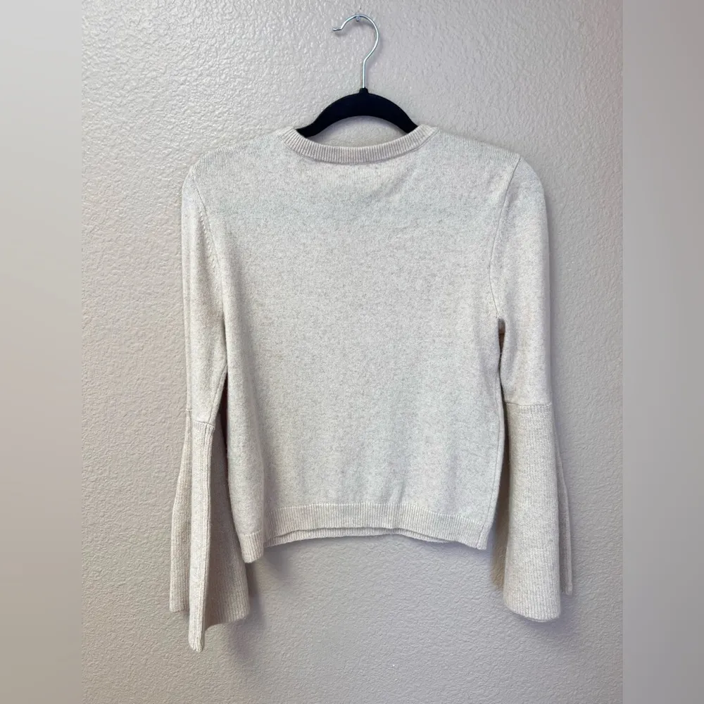 Alice + Olivia Parson Crewneck Bell-Sleeve Cashmere Blend Knit Sweater Size M - Image 3