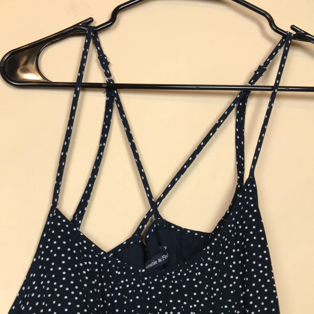 Abercrombie & Fitch Women’s Polka Dot Blue White Crossover Straps Mini Dress - Image 3