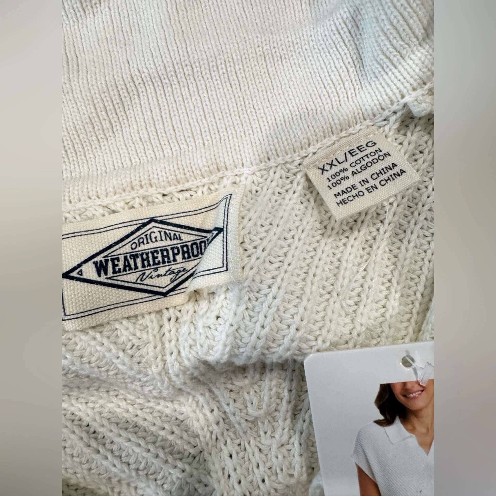 Weatherproof Vintage Cream Knit sleeves Sweater XXL - Image 9