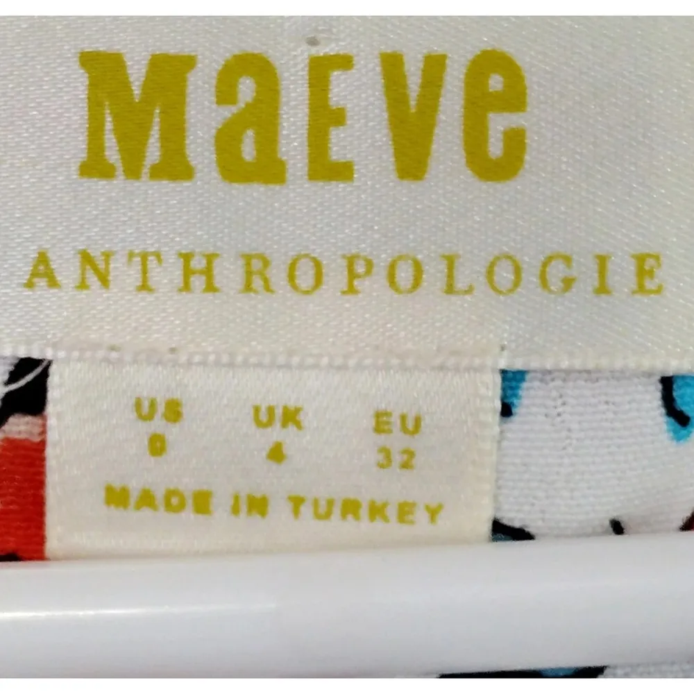 Maeve Anthropologie Button Front Midi Dress Size 0  Boho Floral Geometric Print - Image 5