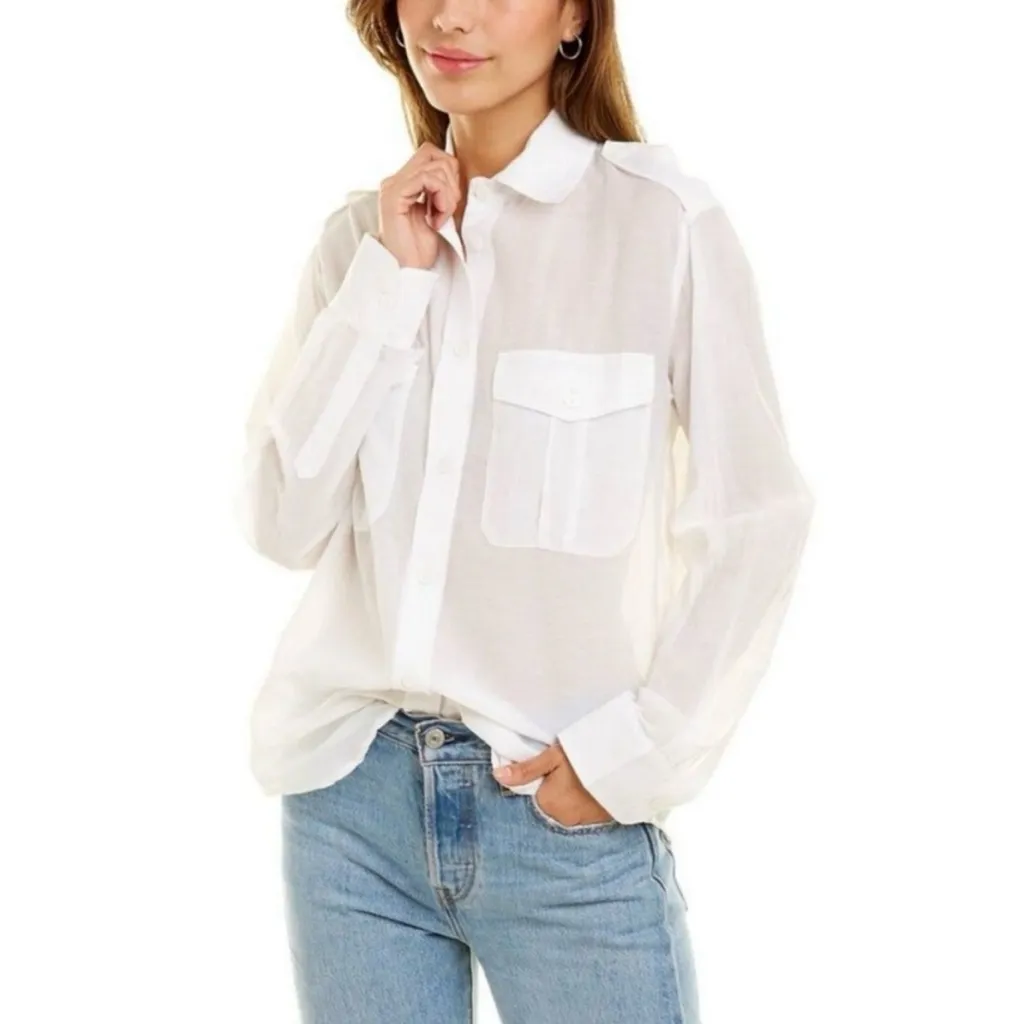 Zadig & Voltaire Taska Tomboy Blouse XS White Button Down Classic Sheer Western - Image 2