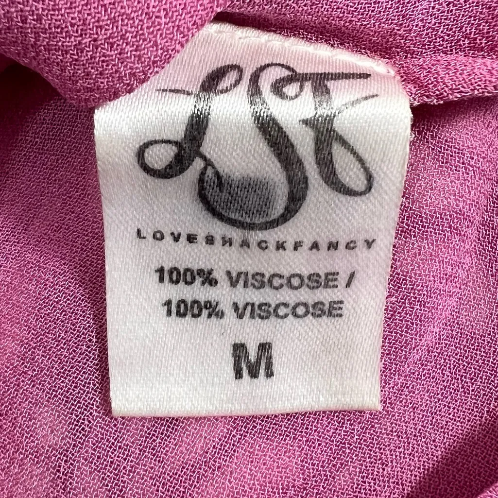 Love Shack Fancy Floral Smocked Ruffled Mini Skirt Pink Size M - Image 6