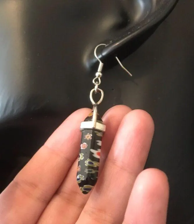 Black Onyx Flower Earrings - Image 2