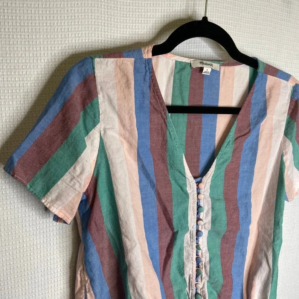 Madewell | Novel Tie-Front‎ Button Top in Flagstaff Stripe - Image 2