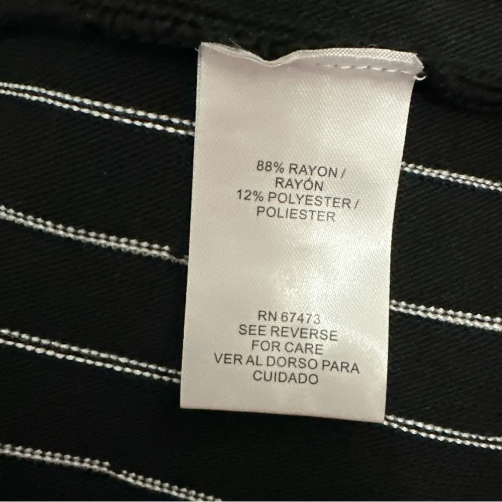 Danny & Nicole Black Fit & Flare Dress – Size XL – Striped Skirt & Scallop Trim - Image 3