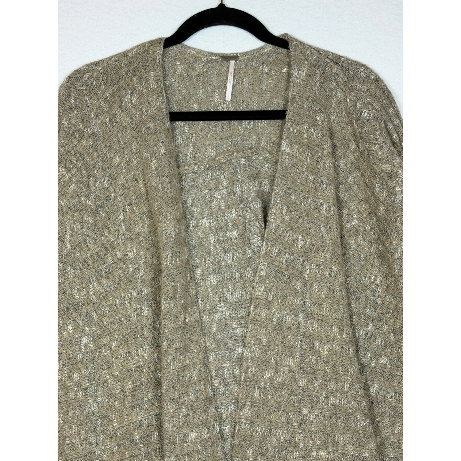 Free People Textured Knit Open Front Cardigan Sweater Beige Womens Size Small - Image 2