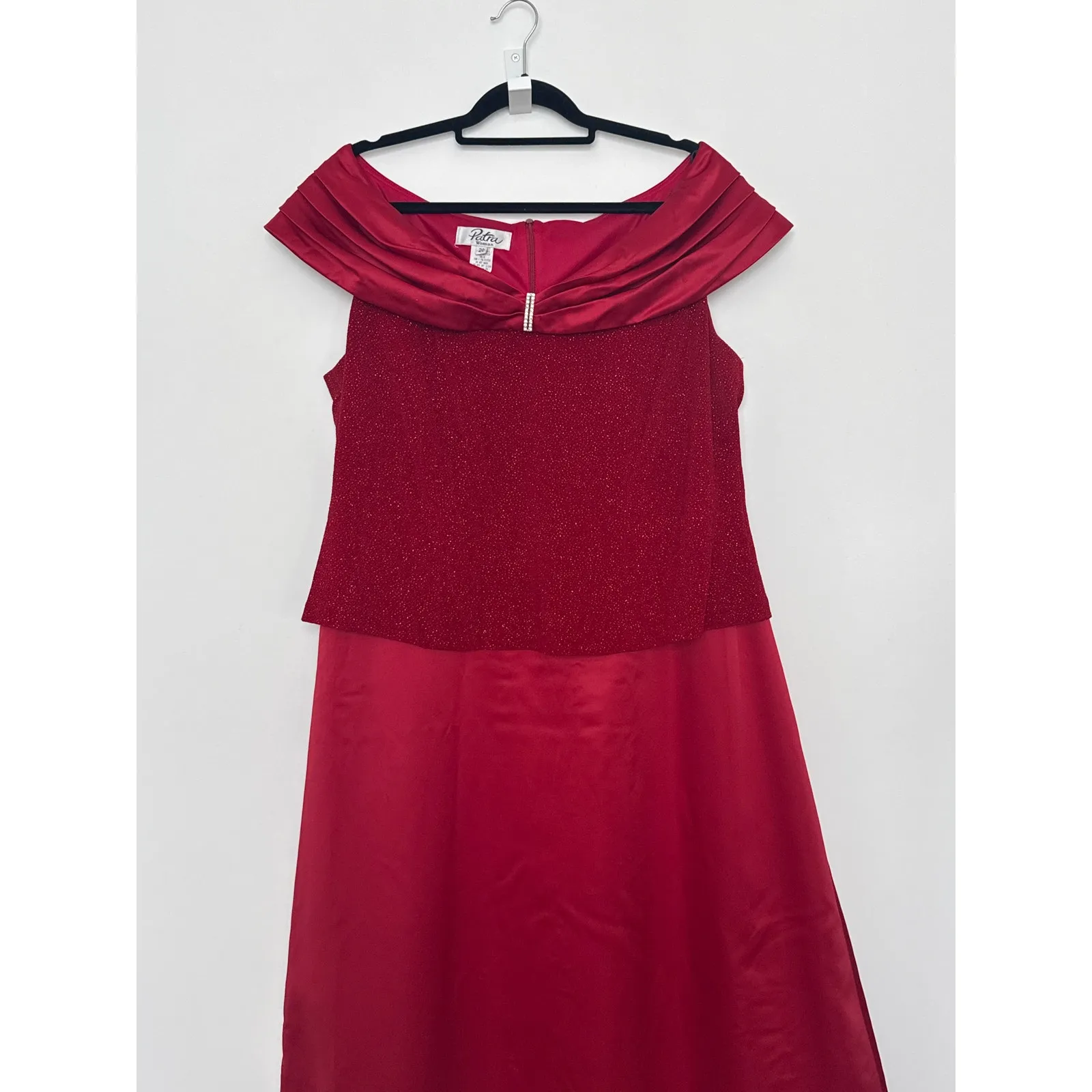 Vintage 1990s Patra Woman Burgundy Glitter Evening Dress size 20 Red - Image 5