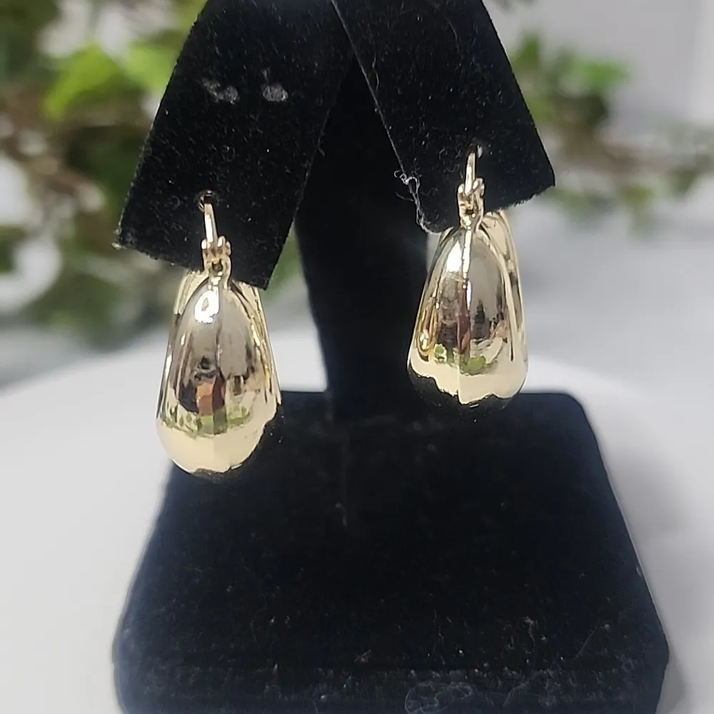 18k Gold Filled Basket Hollow Hoop Earrings New - Image 3