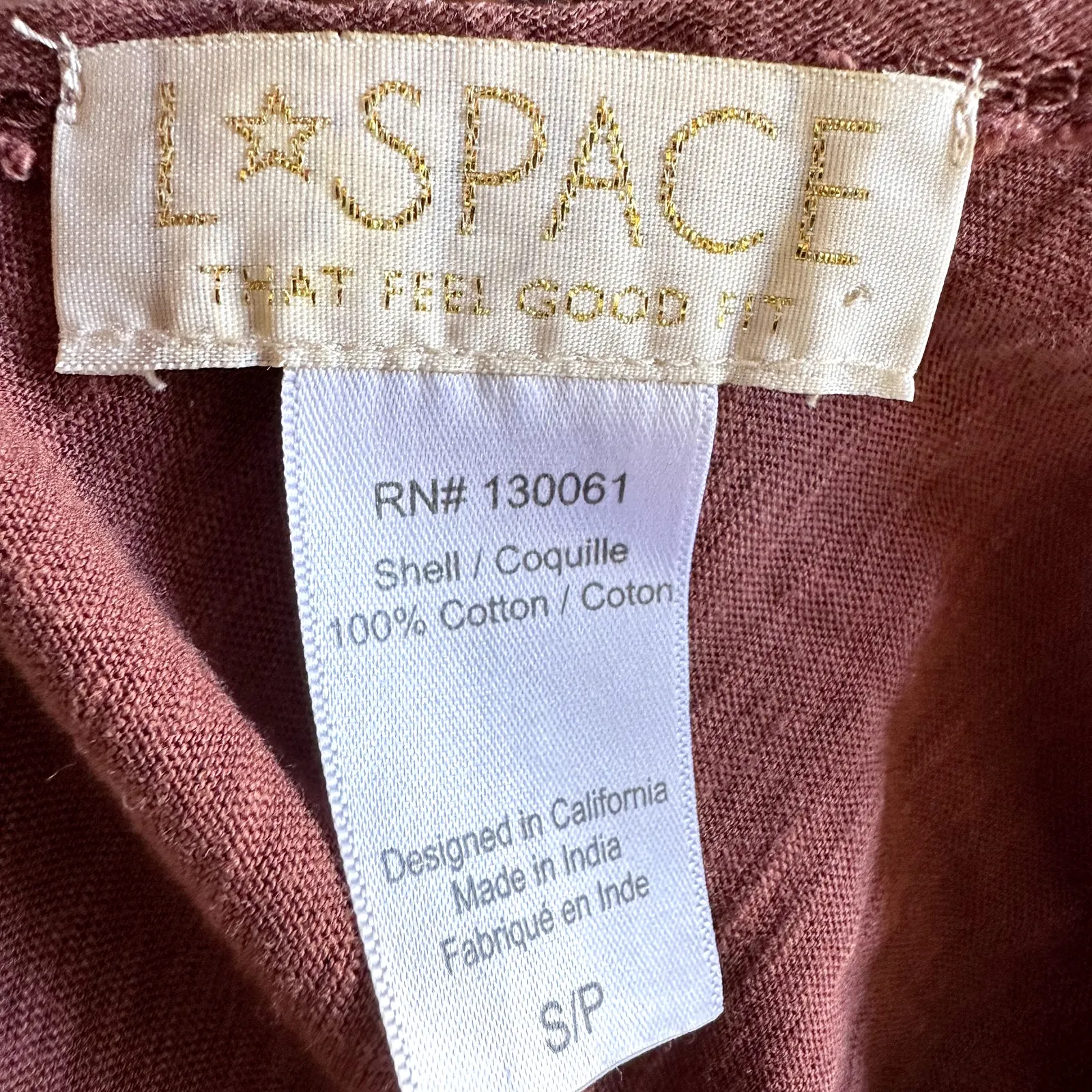 L Space Tropicalia Romper Tank Hand Pockets Tie Back 100% Cotton Brown Small - Image 3