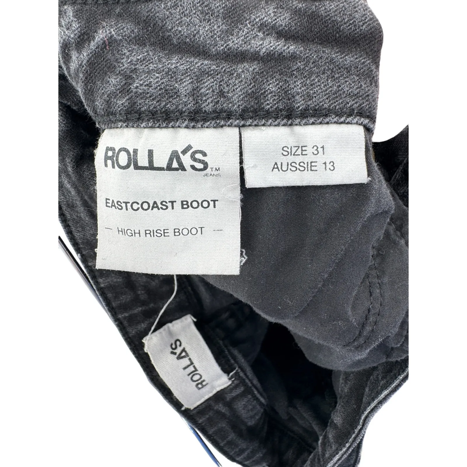 Rolla's Eastcoast Boot High Rise Bootcut Jeans Women's Size 31 Black Raw Hem - Image 7