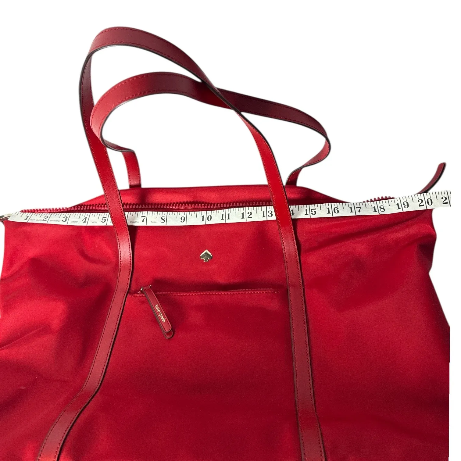 Kate Spade Jae Red Nylon Weekender Duffel Travel Bag w/ Strap - Image 5
