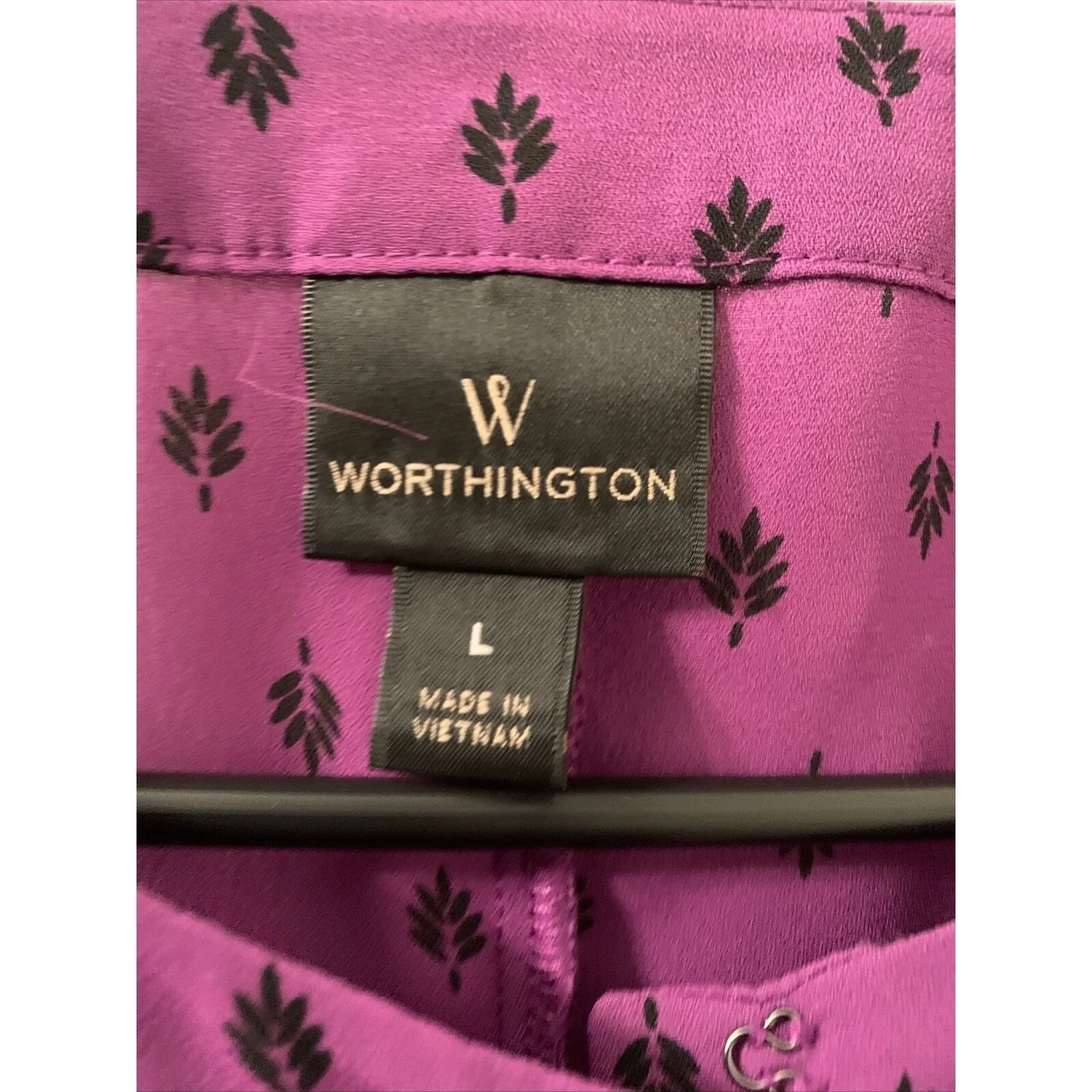 Worthington Women's Leaf Print Sleeveless Blouse Top Size Large Purple B… - Image 3