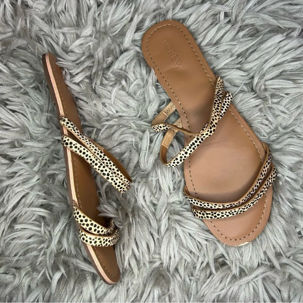 J. Crew Seaside Slide calf hair leopard print strappy sandal women’s shoe size 9 - Image 2