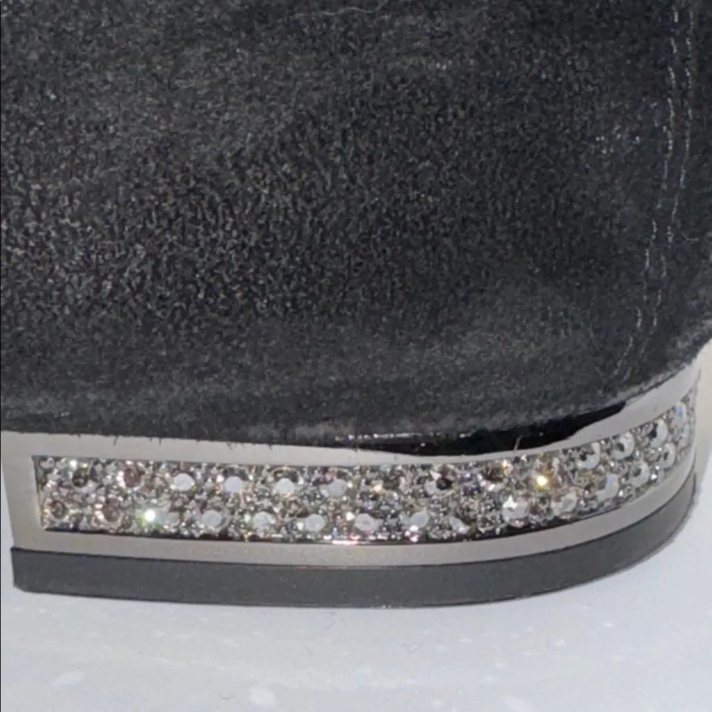 Pedro Garcia Garan Loafers w Swarovski Crystals Black Suede Women’s EU 8 US 8 Size 7 - Image 4