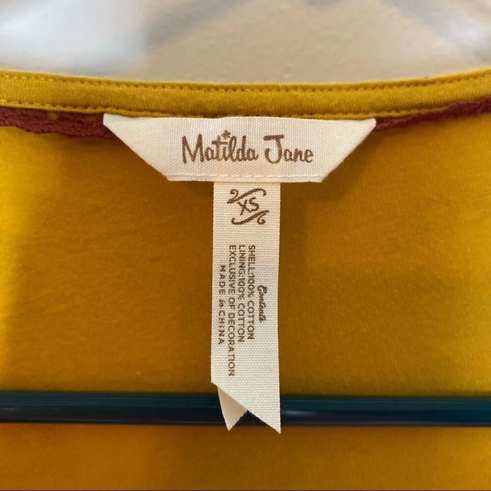 Matilda Jane Wrap Dress Maxi Mustard Yellow Floral Print Short Sleeve Size XS - Image 3