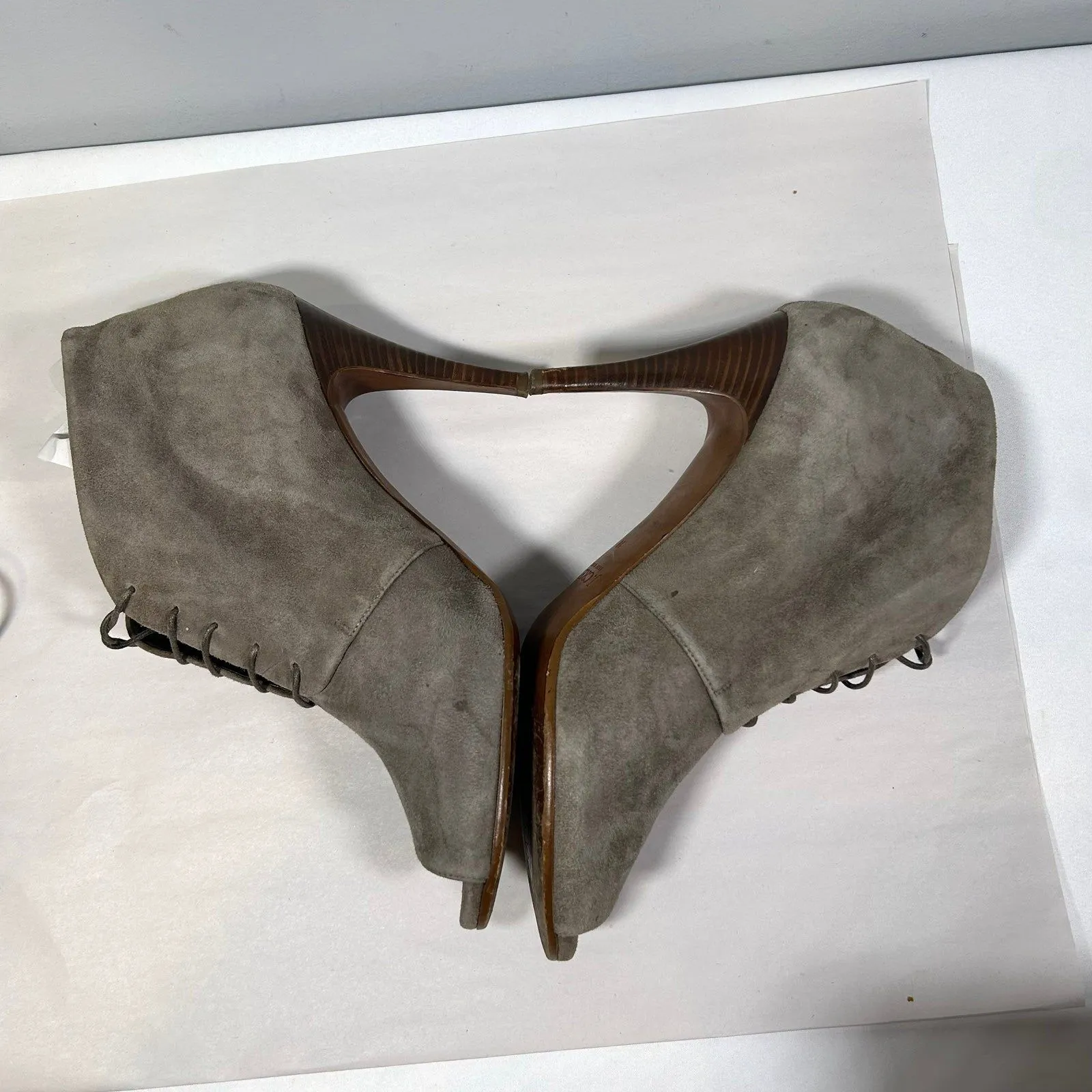 J Crew Archer Italy Suede Peep‎ Toe Ankle Bootie Heels Womens 10 - Image 7