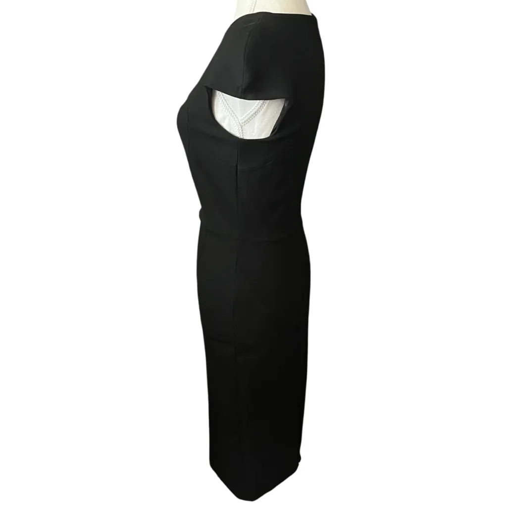 Zara Basic Classic Black Midi Dress Full Back Zipper Form‎ Fitting Neutral Sz XS - Image 2