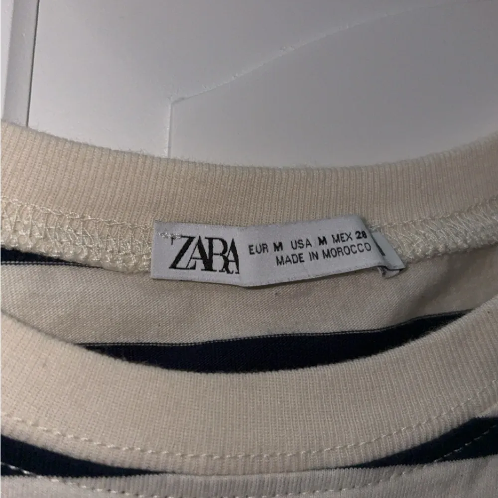 ZARA Striped Navy and Cream Top - Image 2