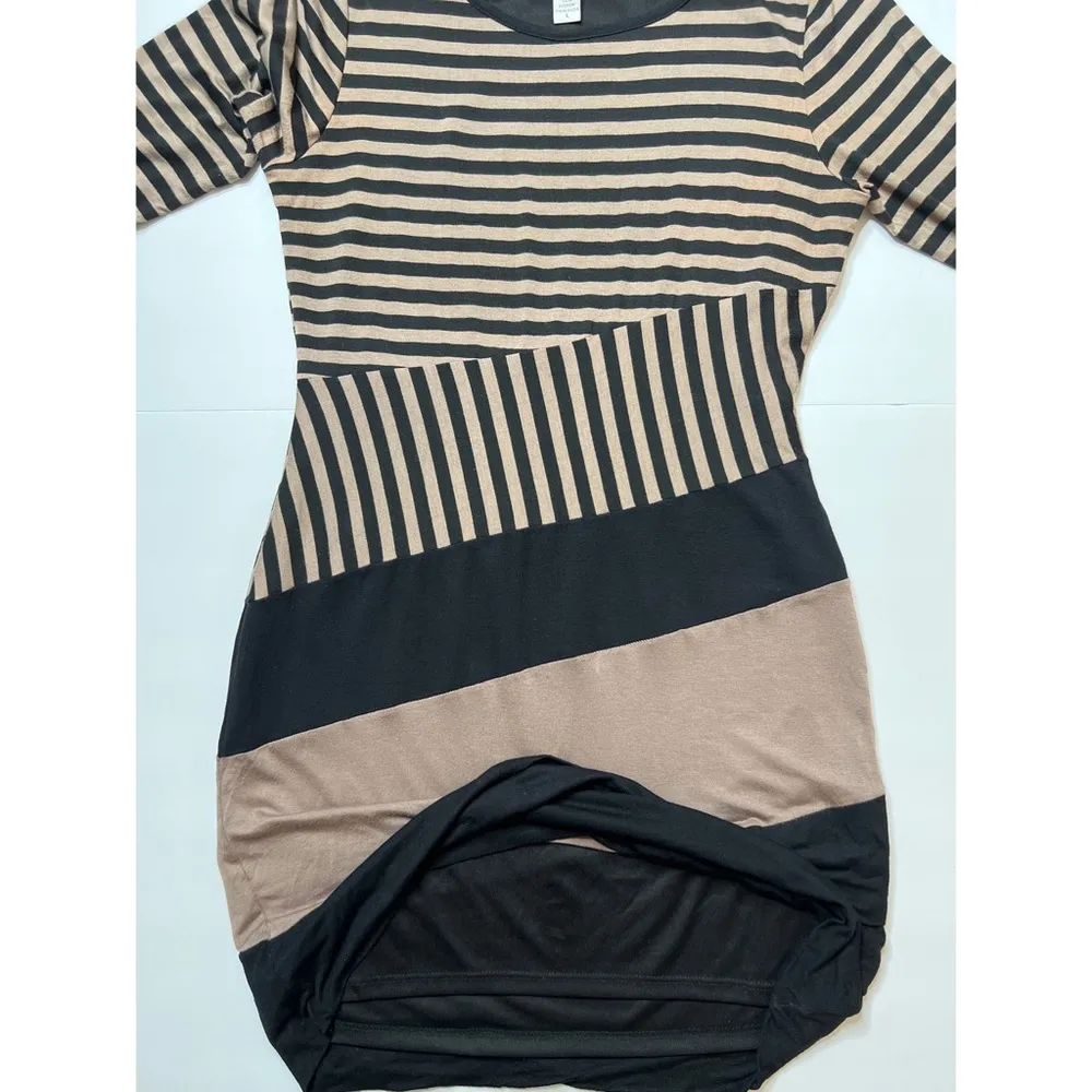 Bar III Taupe/Black Stripes/Color-block Jersey Dress Sz L - Image 5