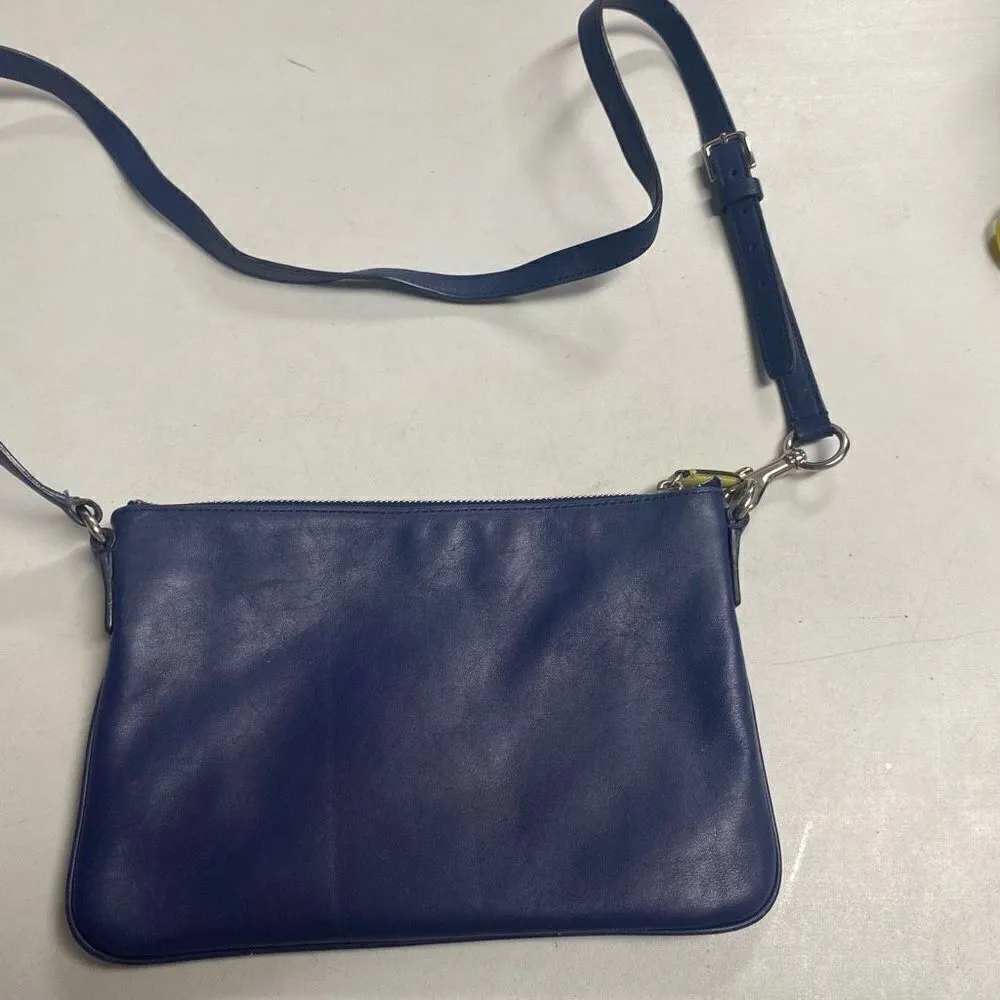 COACH Women’s Color Block Vachetta Leather Crossbody Handbag Size‎ 7X10 Blue - Image 13