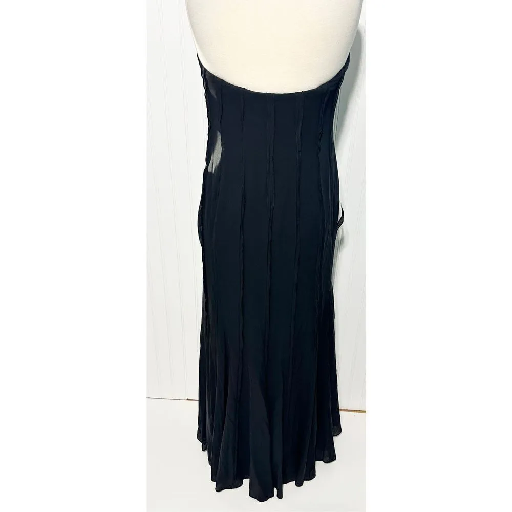 Ann Taylor Exposed Seam Sleeveless Maxi Gown Cocktail‎ Dress Silk Black Size 12 - Image 8