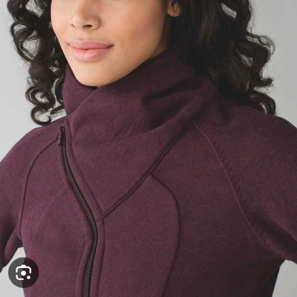 Lululemon cozy cuddle up heathered Bordeaux  purple full zip cross neck rare jac - Image 2