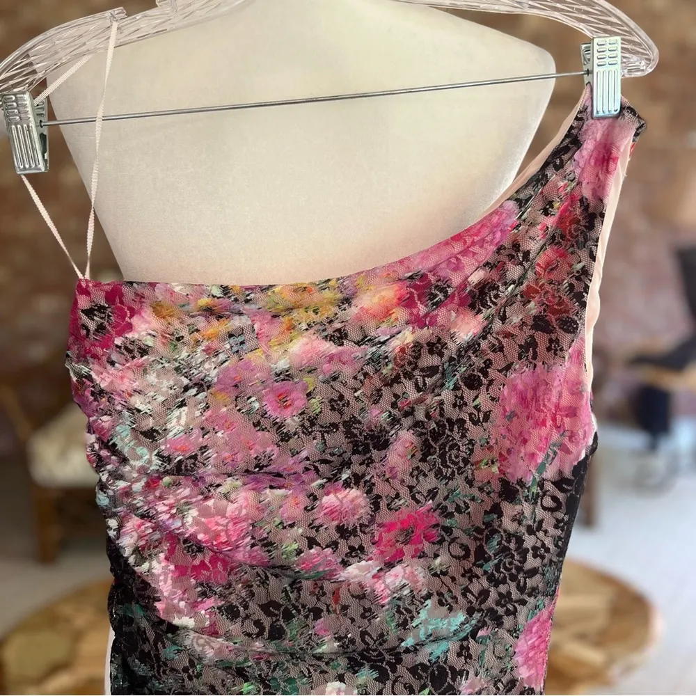 Steve Madden Sache Dress Midi XS Ine Shoulder Floral Lace Bodycon NWT Cocktail - Image 10