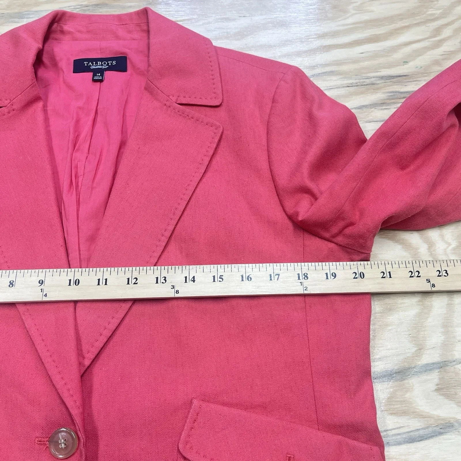 Talbots Linen Blend Blazer Size 14 Orange Coral Career Beachy Preppy Minimalist - Image 13