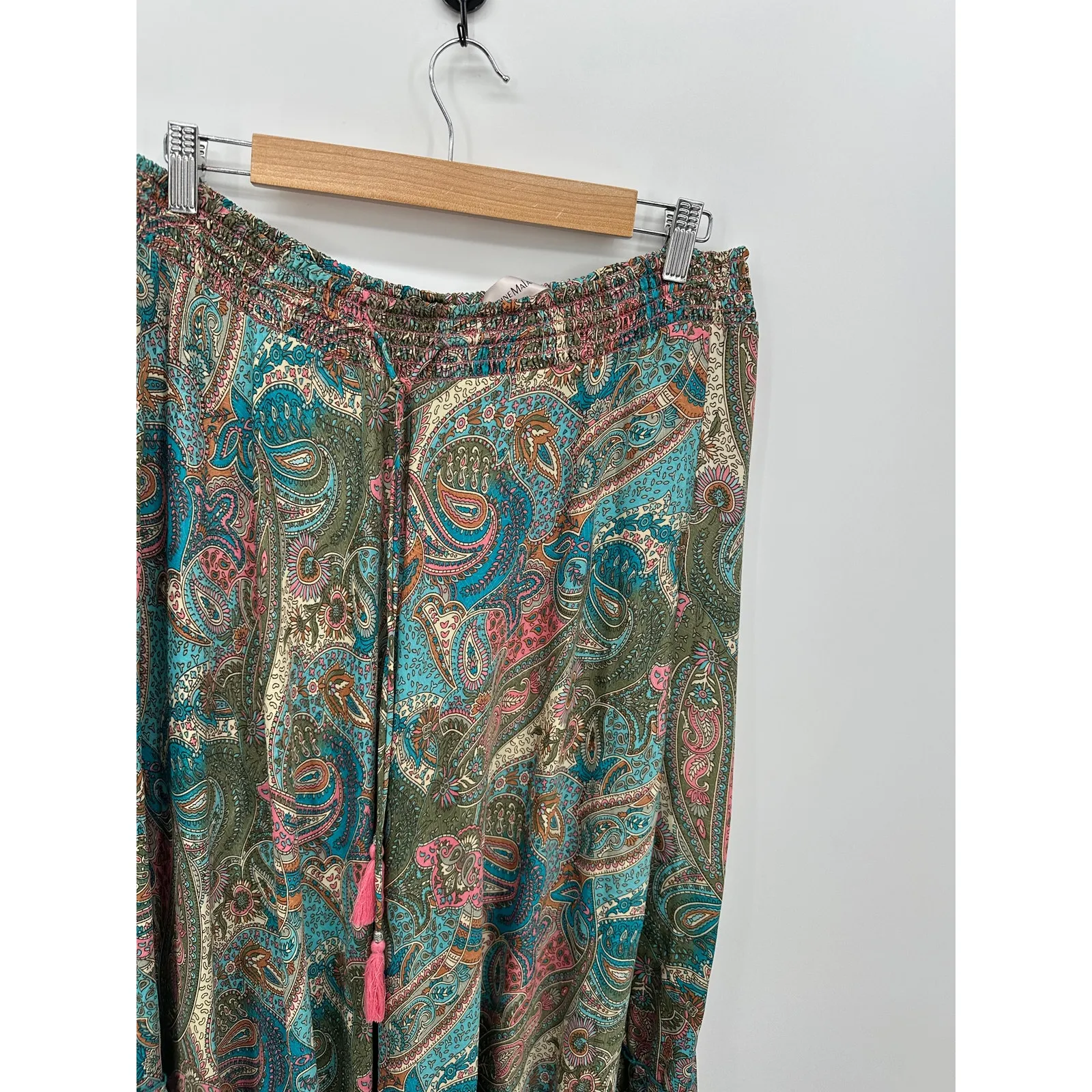 Catherine Malandrino Womens Paisley Satin Maxi Skirt Size L Boho Gypsy Hippie - Image 4