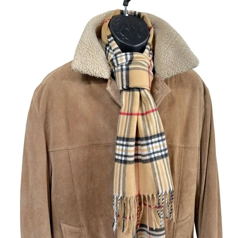 Cashmink Nova Check Pattern Scarf NWT Tan - Image 2