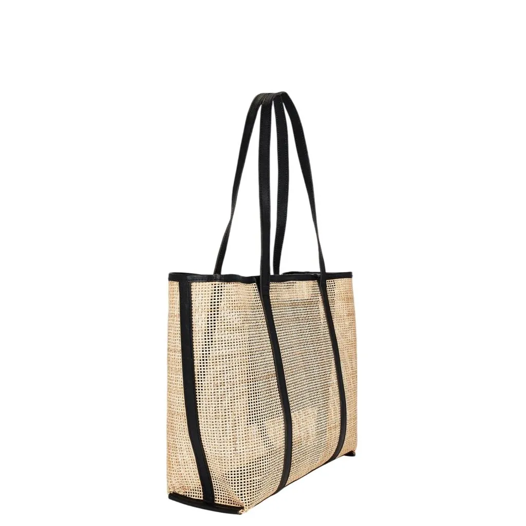 Casa Clara Lei Lei Bag in Natural & Black Womens Beach Tote Shopper - Image 3