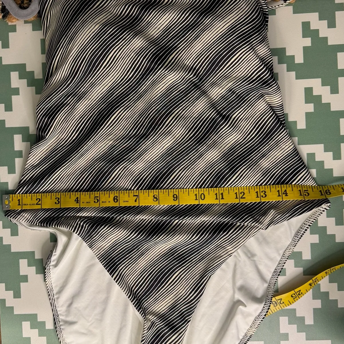 Everlane The String One Piece Swimsuit Black White Stripe Size Large NWT - Image 11