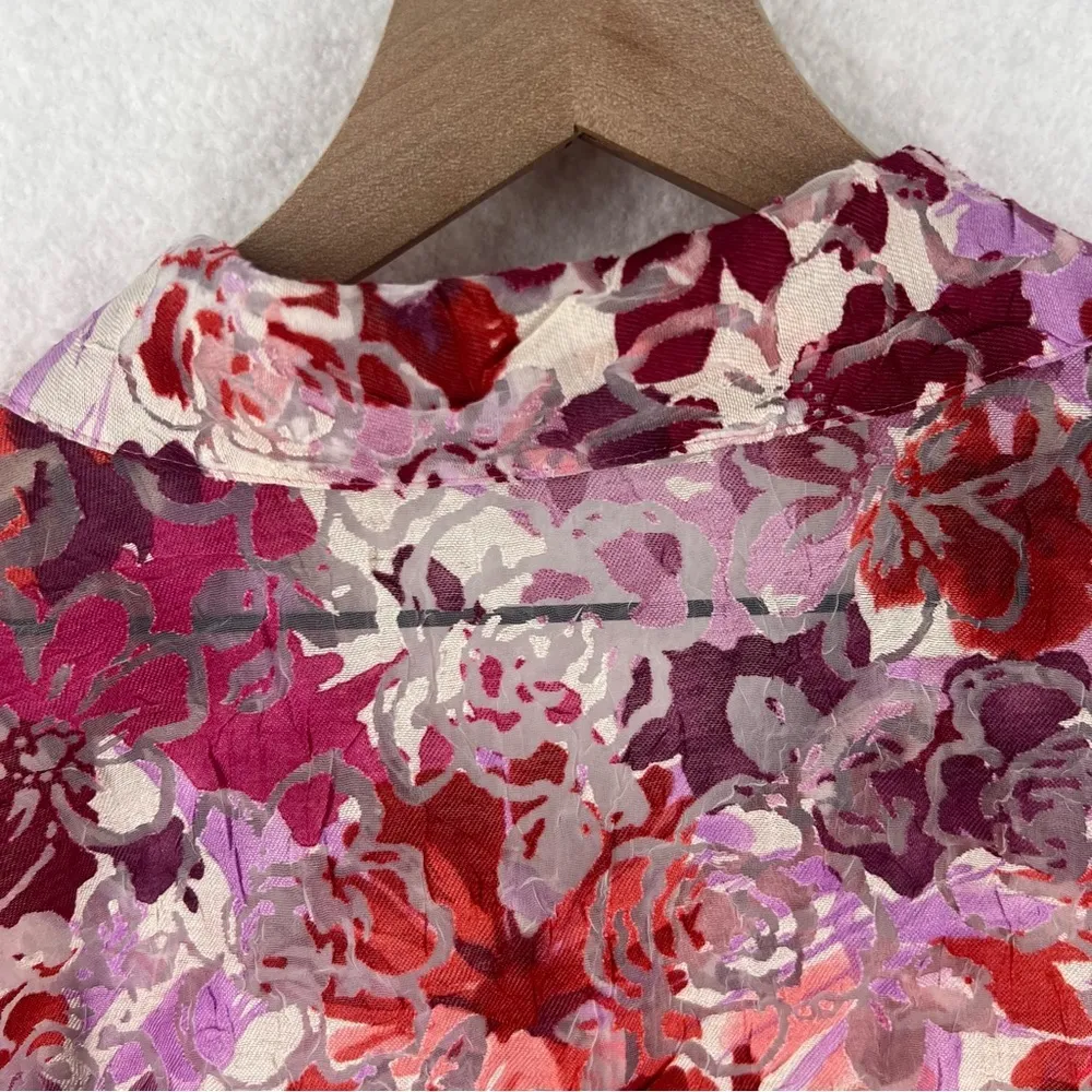 Elementz Woman Sheer Burnout Floral Lace Button Front Collared Shirt 3X - Image 10