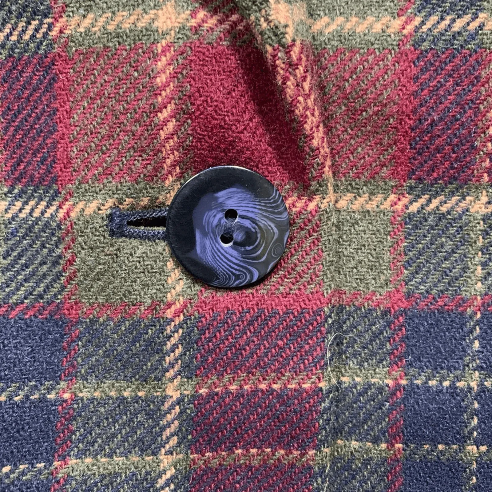 Vintage Plaid Wool Blazer Jacket Womens Size 14 Burgundy Navy Green Preppy Red - Image 9