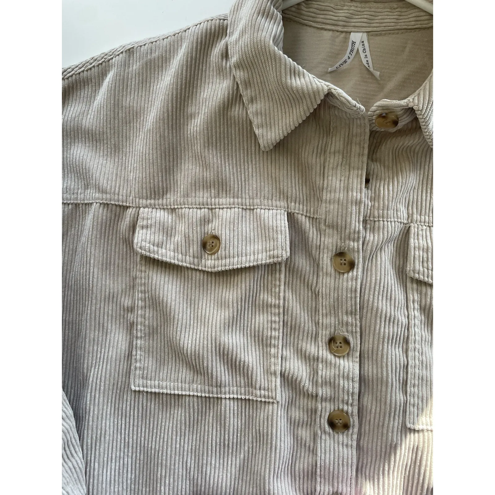 LIVE 4 TRUTH Corduroy Oversized Shacket Jacket Beige XL Button Up - Image 6