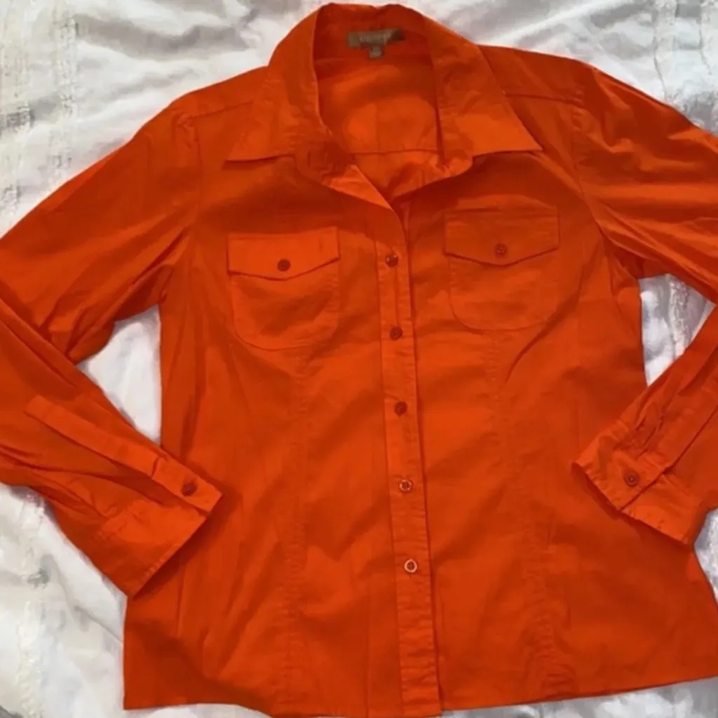 Ellen Tracy Vibrant Orange Button-Down Shirt - Image 9