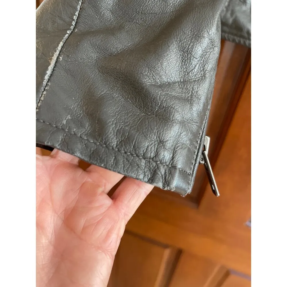 BLANK NYC Lambskin leather moto jacket olive green Medium - Image 6